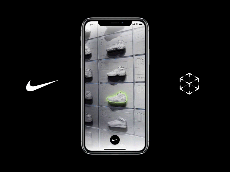 Augmented Reality Nike ID sneakers App app ar augmented reality concept digital product interaction design interactive mobile nike principle sketch skll.lab technology thomas le borgne ui user interaction user interface user interface animation user interface experience ux