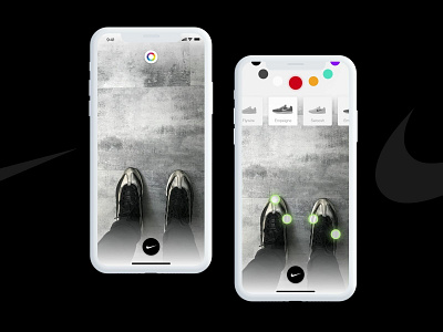 Nike ID - Augmented reality sneakers customization app ar augmentedreality colors custom experience interactive interface iphonex mobile nike notch swoosh technology ui uidesign userexperience userinterface ux