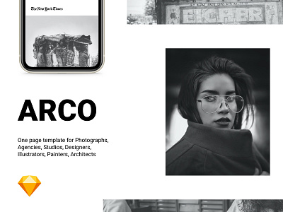 Arco, one page template for Sketch and Figma