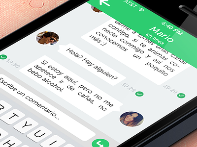 Chat app black flat green iphone left menu network slide menu social white