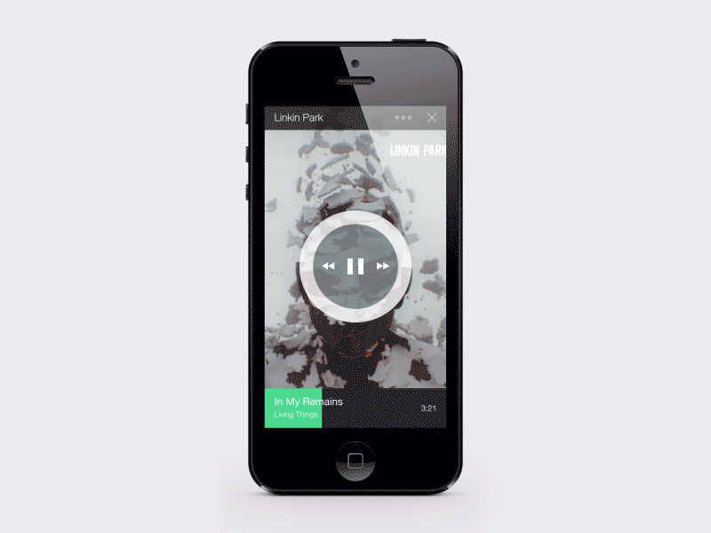 Concept of Base player screen [ANIMATION] animation black concept flat green iphone music player white