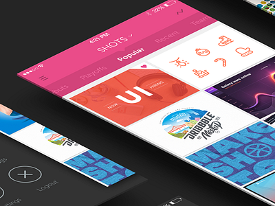 Perspective Dribbble App Screens Mock Up