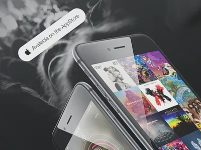 ecco. music player website album. cover app black iphone music player web website white