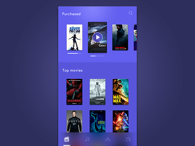 Movies app cover icon iphone movie play purple search tapbar timeline white