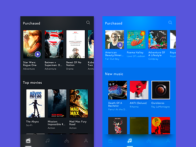 itunes Store home screens concept app blue concept games grey ios iphone itunes movie music profile purple