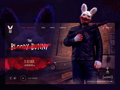 The Bloody Bunny bloody bunny character cinema concept creatures creepy design dribbleweeklywarmup halloween halloween costume horror movie killer scary spooky thriller ui ux webdesign weird