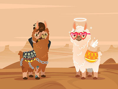 Bad vs Good animals art artwork branding character characterdesign desert desert landscape design flat funny funnyanimal graphic design illustration lama logo mexico ui vector