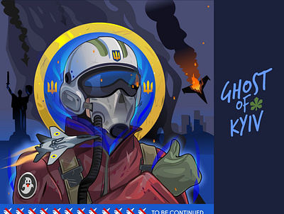 Ghost of Kyiv art artwork character characterdesign defence hero illustration poster superhero vector