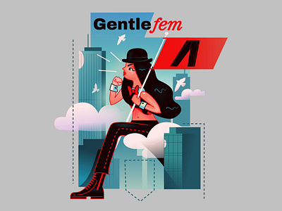 The Gentlefem art artwork character characterdesign cityscape coreldraw design drawing fem female gentle illustration magazine magazine ad pants poster poster art social
