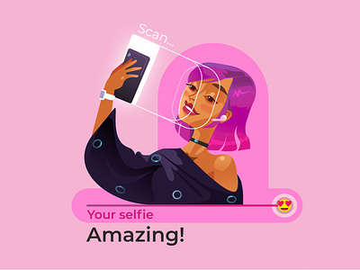 AMAZING SELFIE art branding character design drawing face fashion female illustration modern portrait scan scanner selfie selfies vector web web design webdesign woman