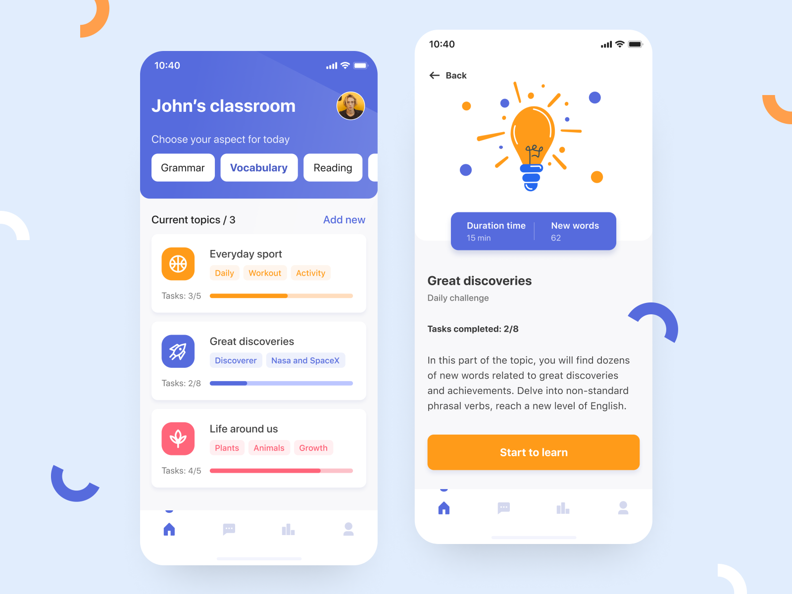 English Learning App by Kate Bubnova on Dribbble