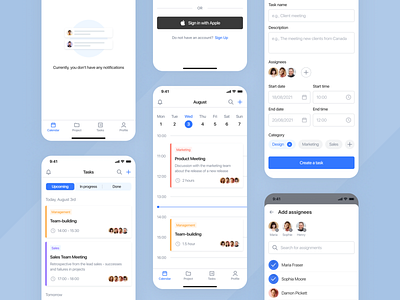 Tasker - app for management calendar collaboration ios app management app mobile mobile app design mobile ui notifications task app task list task management to do list user experience