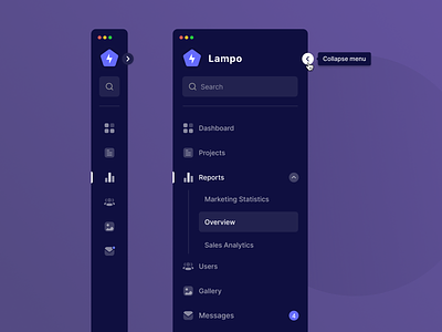 Sidebar Navigation - Dark Mode