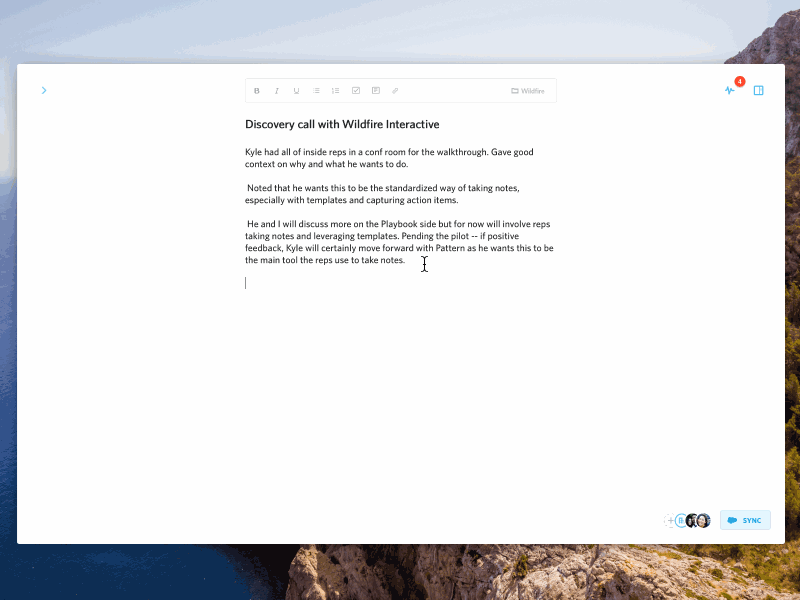 Pattern notepad for salespeople hover nav right panel animated framer inspector collapsable nav ux app desktop notes