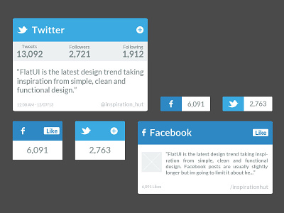 Flat UI Elements - Social download facebook flat flatui interface twitter ui