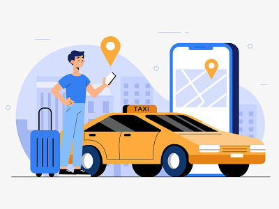 Taxi App Concept app app design character concept design flat flat designs illustration men taxi app vector