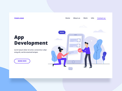 App development landing page character concept design flat flat designs free resource illustration landing design landing page vector