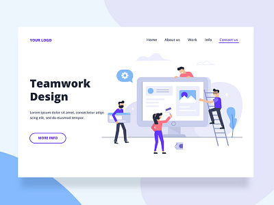 Teamwork design landing page character concept design flat flat designs free resource illustration landing design landing page vector