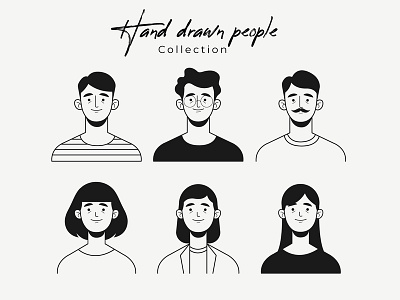 Hand drawn colorless people avatar avatar character concept collection design flat flat designs free free resource freepik illustration men people portrait vector women