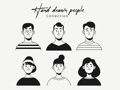 Hand drawn colorless people avatar collection character concept design flat flat designs free free resource freepik illustration men vector woman