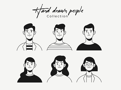 Hand drawn colorless people avatar collection character concept collection design flat flat designs free free resource freepik illustration men vector woman