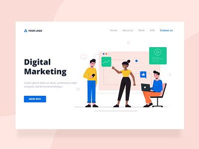 digital marketing landing page character concept design digital marketing flat flat designs free free resource freepik illustration landing design landing page vector