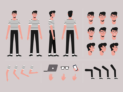 Cartoon boy character template character concept design flat flat designs free free resource freepik illustration men motion design template vector