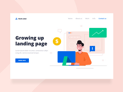 Growing up landing page design character concept design flat flat designs free free resource freepik illustration landing design landing page men social media vector