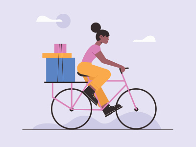Bicycle delivery character concept design flat flat designs free free resource freepik illustration vector woman