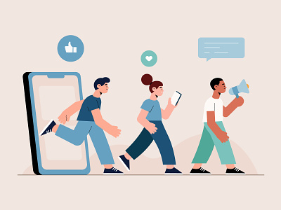 People exiting through phone character concept design flat flat designs free free resource freepik illustration vector