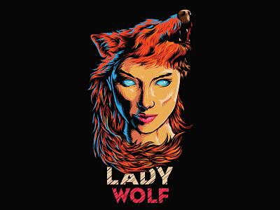 wolf lady animation branding creazy wolf logo illustration illustrator lady logo design typography wolf illustration wolf lady wolf logo wolf mascot wolf pack wolfman