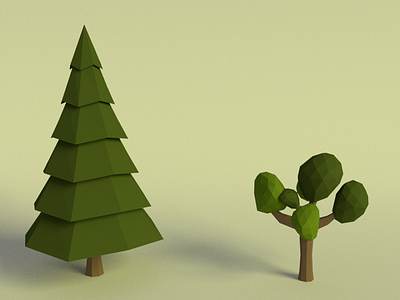 Lo-poly trees 3d blender low poly polygon trees