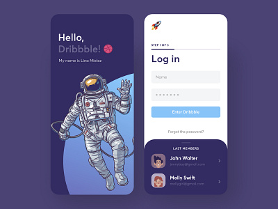 Galaxy LogIn sign up page ui design