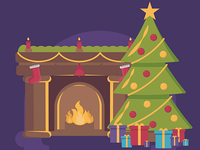 Christmas mood art christmas christmas tree cute design dribbble fire graphic design illustraion illustration illustrator shot vector