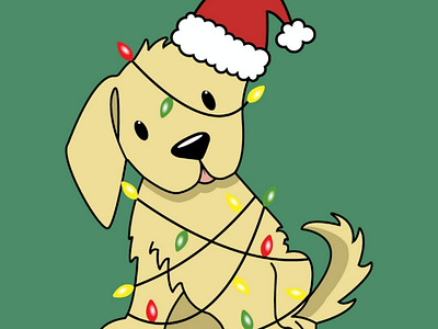 Dog illustation artist artwork blonde christmas claus colorful cute design dog dribbble golden graphic hat illustrator labrador lights retriever santa shot
