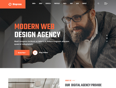Binpress - Digital Agency Template agency branding design digital marketing portfolio promotion seo smm