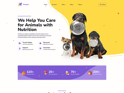 Petopia - The Pet Care Services Site Template. boarding grooming pet care services pethotel petsitting veterinaryclinic zoostores