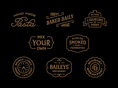Small Batch Icons alcohol drink food logo pasta restaurant whiskey