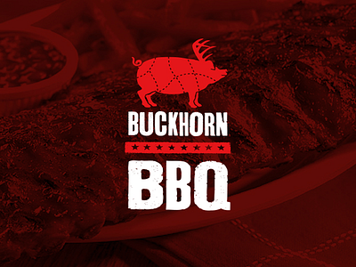 Buckhorn BBQ antlers bbq letterpress logo pig star