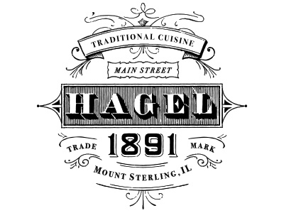 Hagel 1891 badge logo restaurant typography vintage wood type