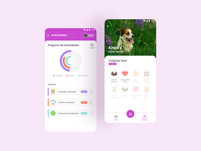 Pet App Design activities appdesign cats design dogs petapp pets pink ui ux visualdesign workout