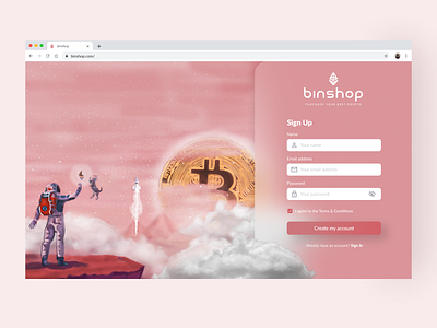 Sign Up Page | Daily UI 001 astronaut bitcoin crypto figma illsutartion signin signup space ui