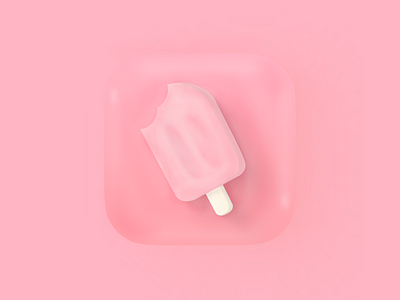 App Icon | Daily UI 005 3d app appicon bubble dailyui icecream icon pink popsicle ui