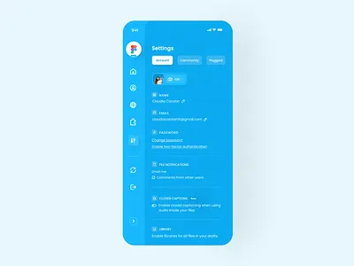 Settings | Daily UI 007 blue dailyui007 figma figmasettings profile settings ui ui007