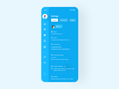 Settings | Daily UI 007 blue dailyui007 figma figmasettings profile settings ui ui007