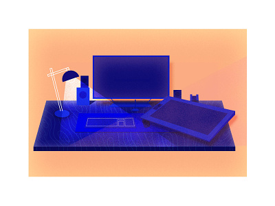 Workspace enviroment illustration keyboard light monitor studio texture wacom workspace