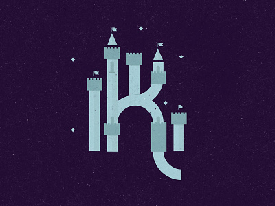 K is for kingdom blue castle flag k king kingdom letter magic princess tower type