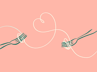 Hey baby, what's for dinner? date dinner dribbbleweeklywarmup forks heart illustration love valentines day valentines day card