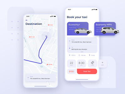 Taxi App design android app booking clear concept design drive ios map mobile taxi app ui white
