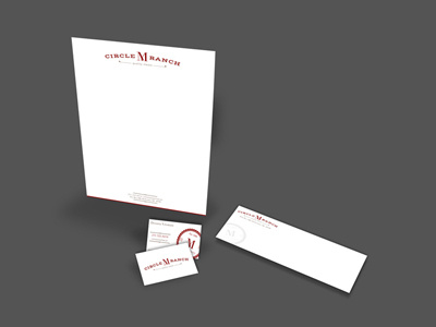 Circle M Ranch - Print branding business card envelope letterhead print red